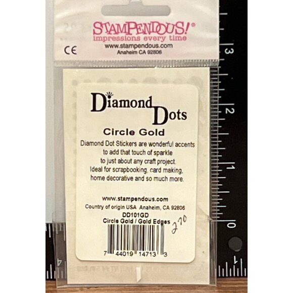 HTF Stampendous! Diamond Dots Gold Circle Stickers Embellishment DD101GD - Picture 2 of 2